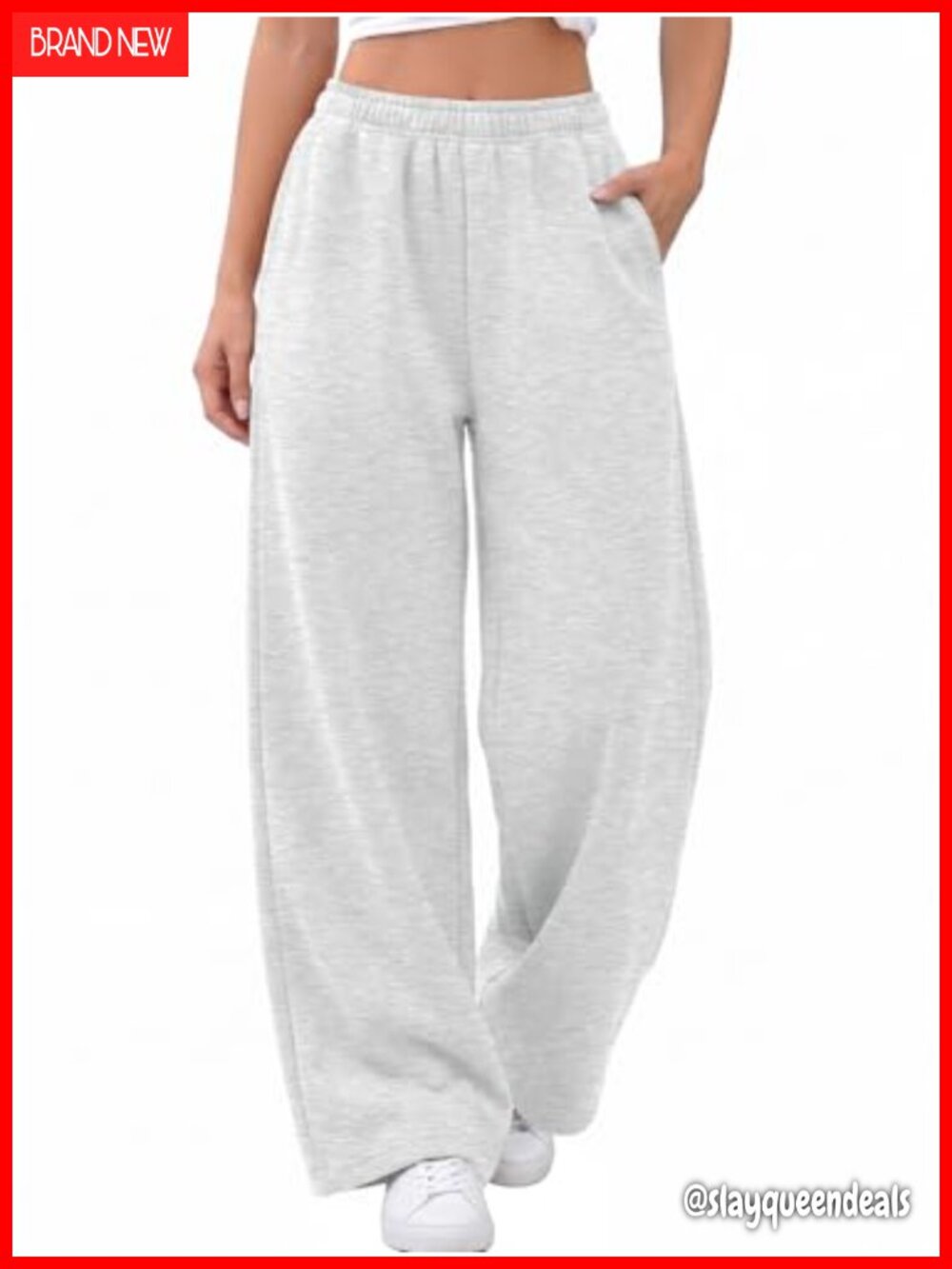 Wide Leg Fleece Lined Sweatpants High Waist Drawstring Pockets